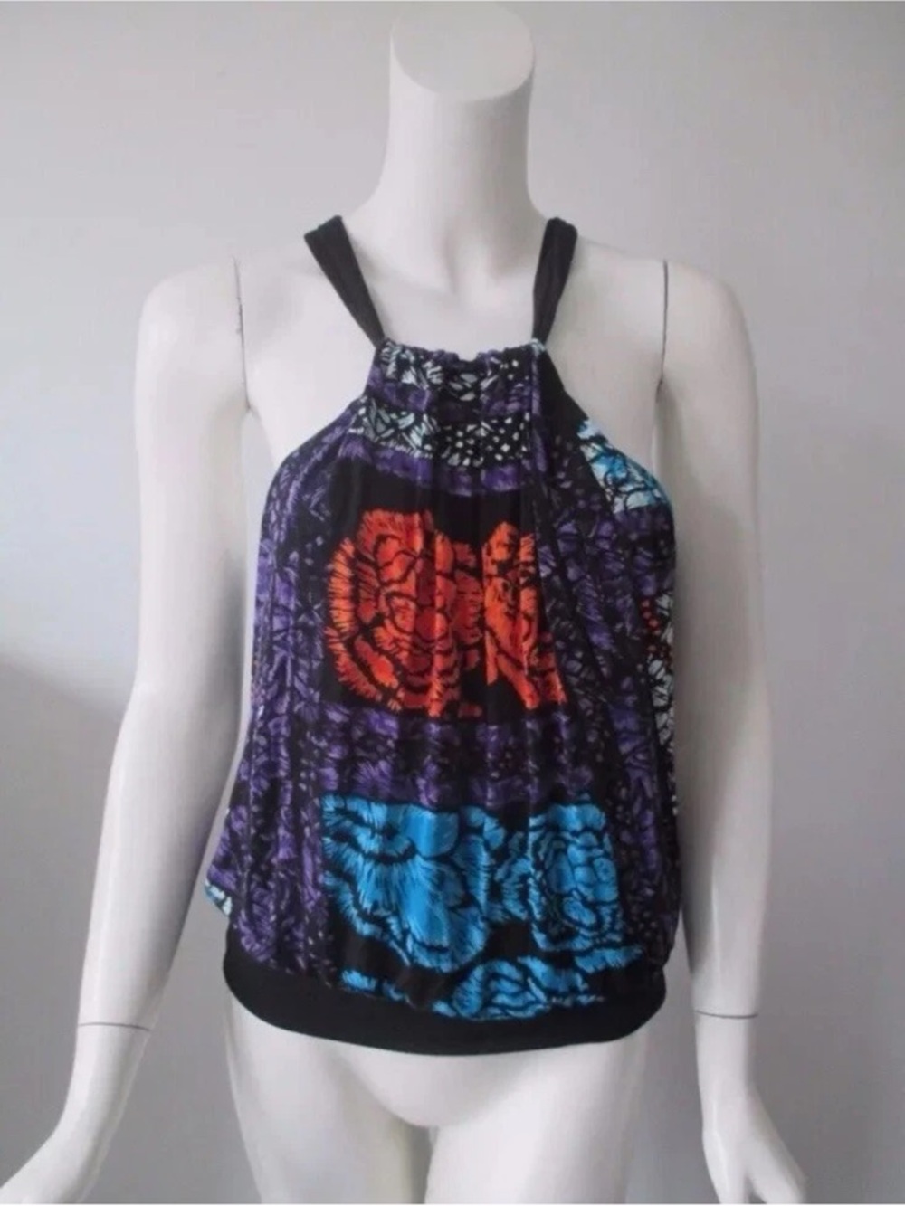 Anthropologie Deletta Mixed Floral Halter Top Blouse - Boho Chic M